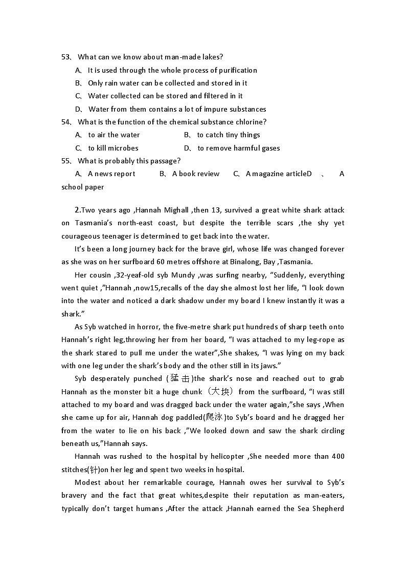 高考英语二轮专题复习提升精选：阅读理解44第2页