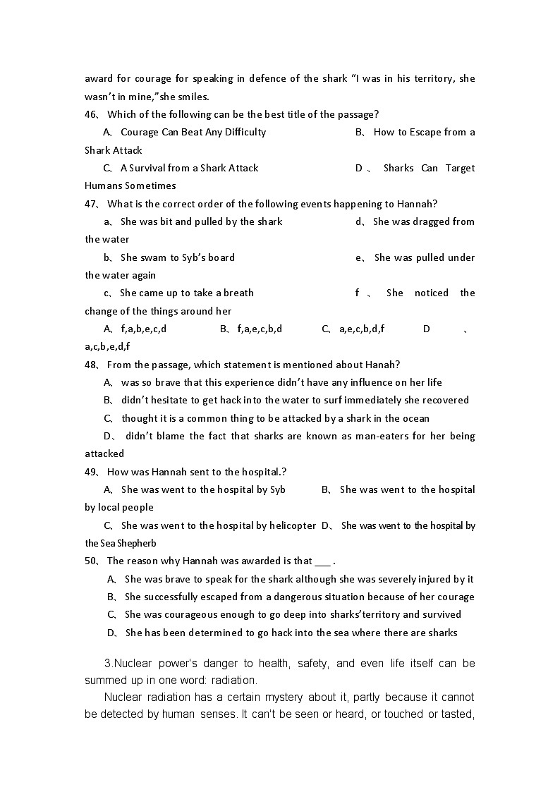 高考英语二轮专题复习提升精选：阅读理解44第3页