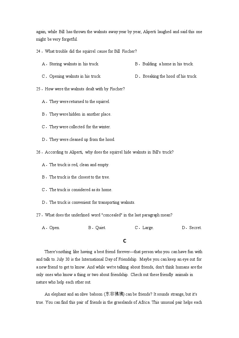 浙江省杭州市“六县九校”联盟高一上学期11月期中英语试题03