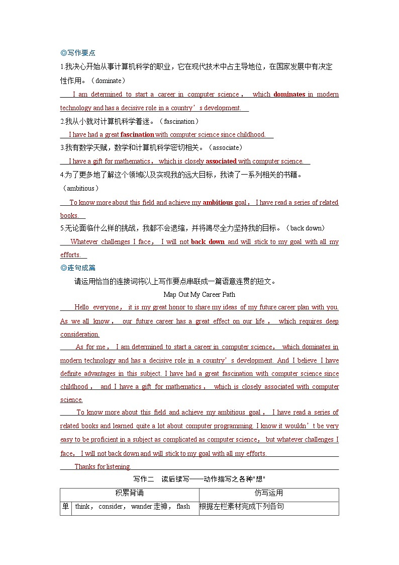 备考2024届高考英语一轮复习强化题型练习第一部分过透教材Unit2Alife’swork外研版选择性必修第三册02