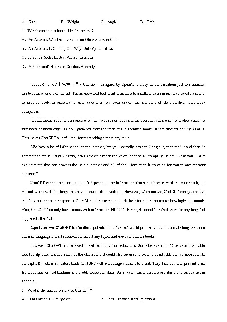 阅读理解热点话题综合练习01-备战高考英语阅读理解热点话题分类训练（高考模拟真题+名校最新真题）02