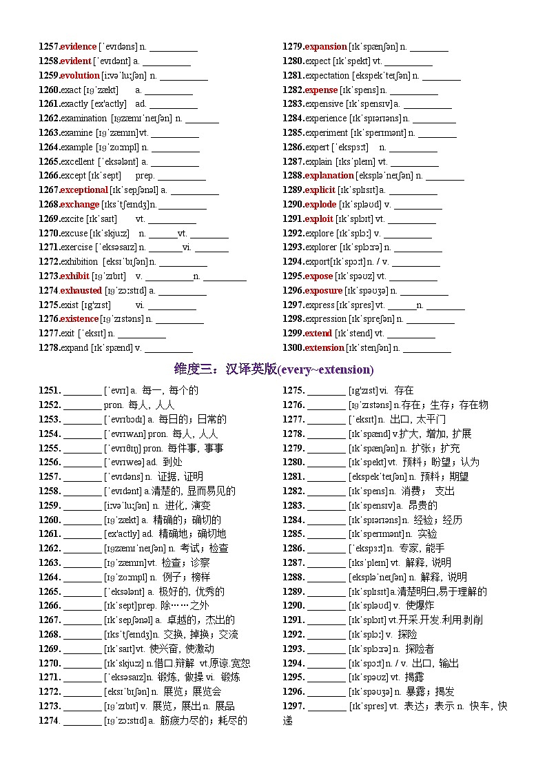 高考英语2024年3500词汇一遍过（原卷版+解析版） 第26天 every~extension（词形转换+单句填空+熟词新意+写作应用+原创语填）02