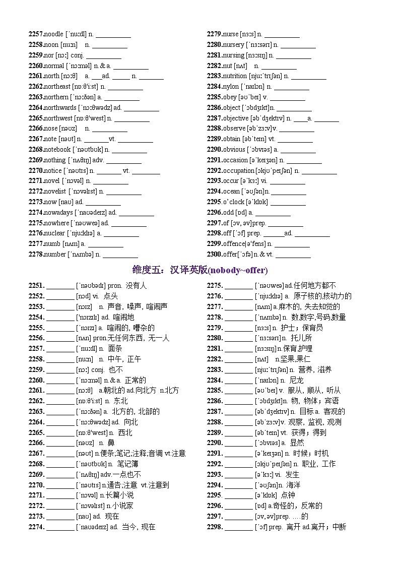 第46天 nobody~offer（词形转换+单句填空+熟词新意+China Daily原创语填）-2024年高考英语3500词汇一遍过（教师版）(1)第3页