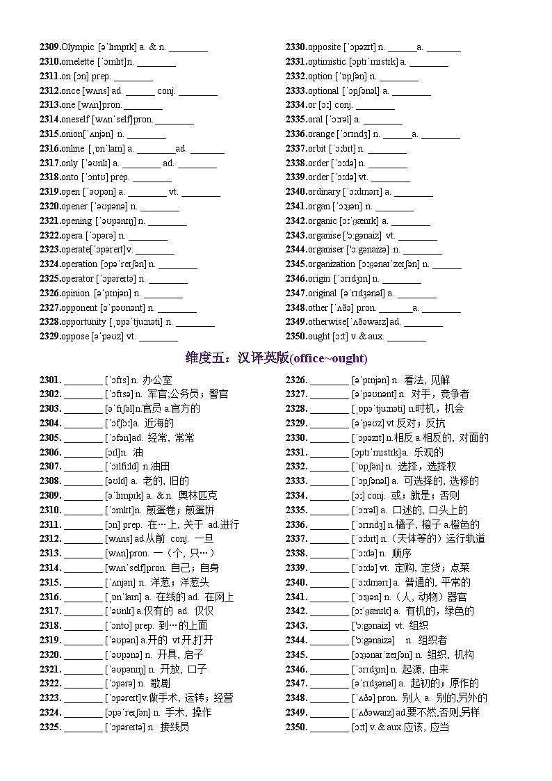 第47天 office~ought（词形转换+单句填空+熟词新意+China Daily原创语填）-2024年高考英语3500词汇一遍过（原卷版）(1)第3页