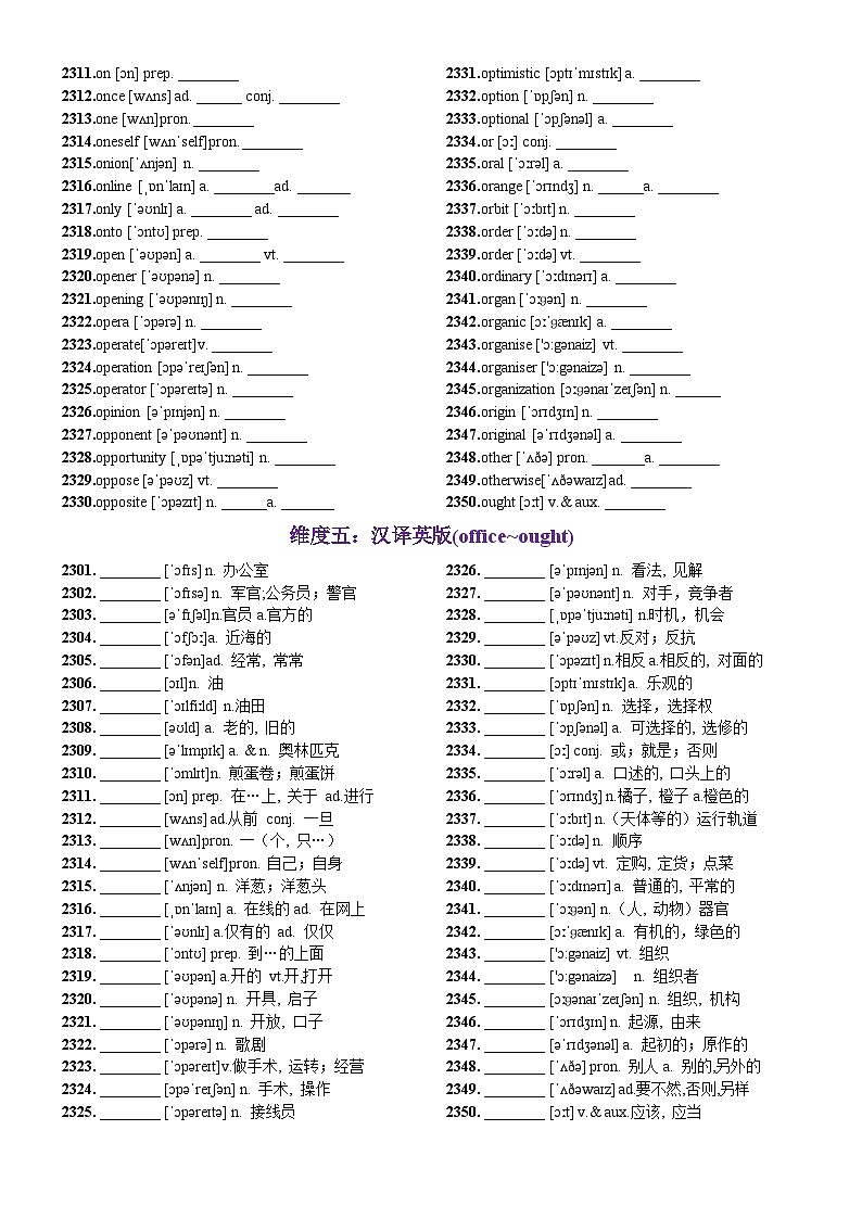 第47天 office~ought（词形转换+单句填空+熟词新意+China Daily原创语填）-2024年高考英语3500词汇一遍过（教师版）(1)第3页