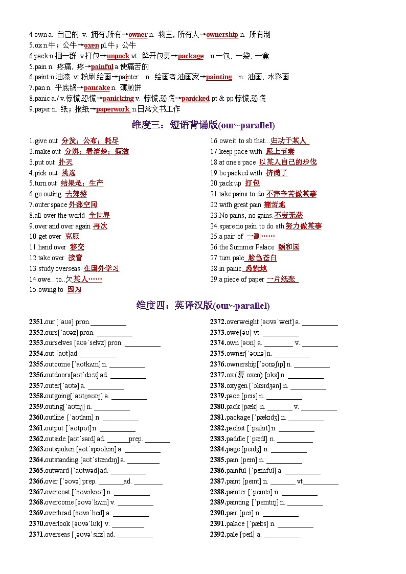 第48天 our~parallel（词形转换+单句填空+熟词新意+China Daily原创语填）-2024年高考英语3500词汇一遍过（教师版）第2页