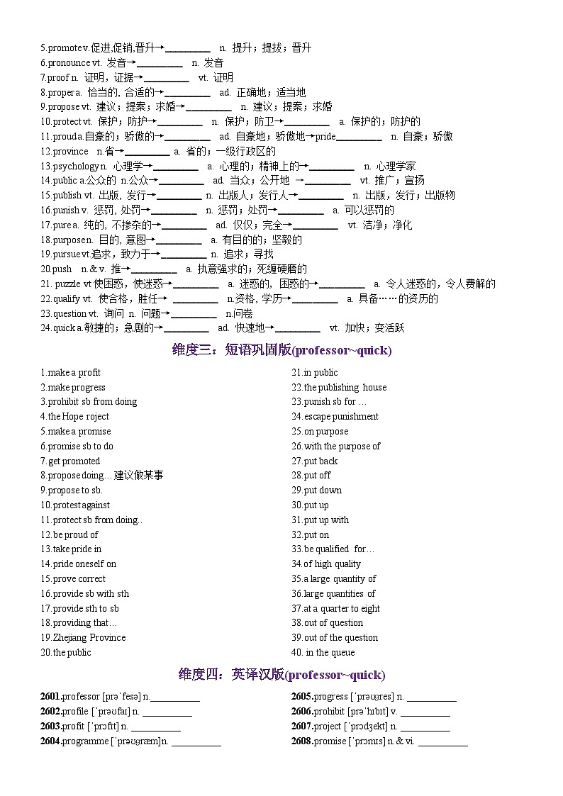 第53天 professor~quick（词形转换+单句填空+熟词新意+China Daily原创语填）-2024年高考英语3500词汇一遍过（原卷版）第2页
