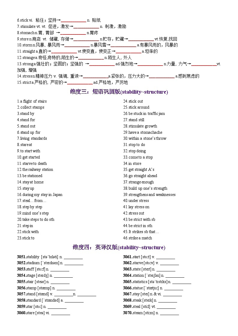 第62天 stability~structure（词形转换+单句填空+熟词新意+China Daily原创语填）-2024年高考英语3500词汇一遍过（原卷版）第2页