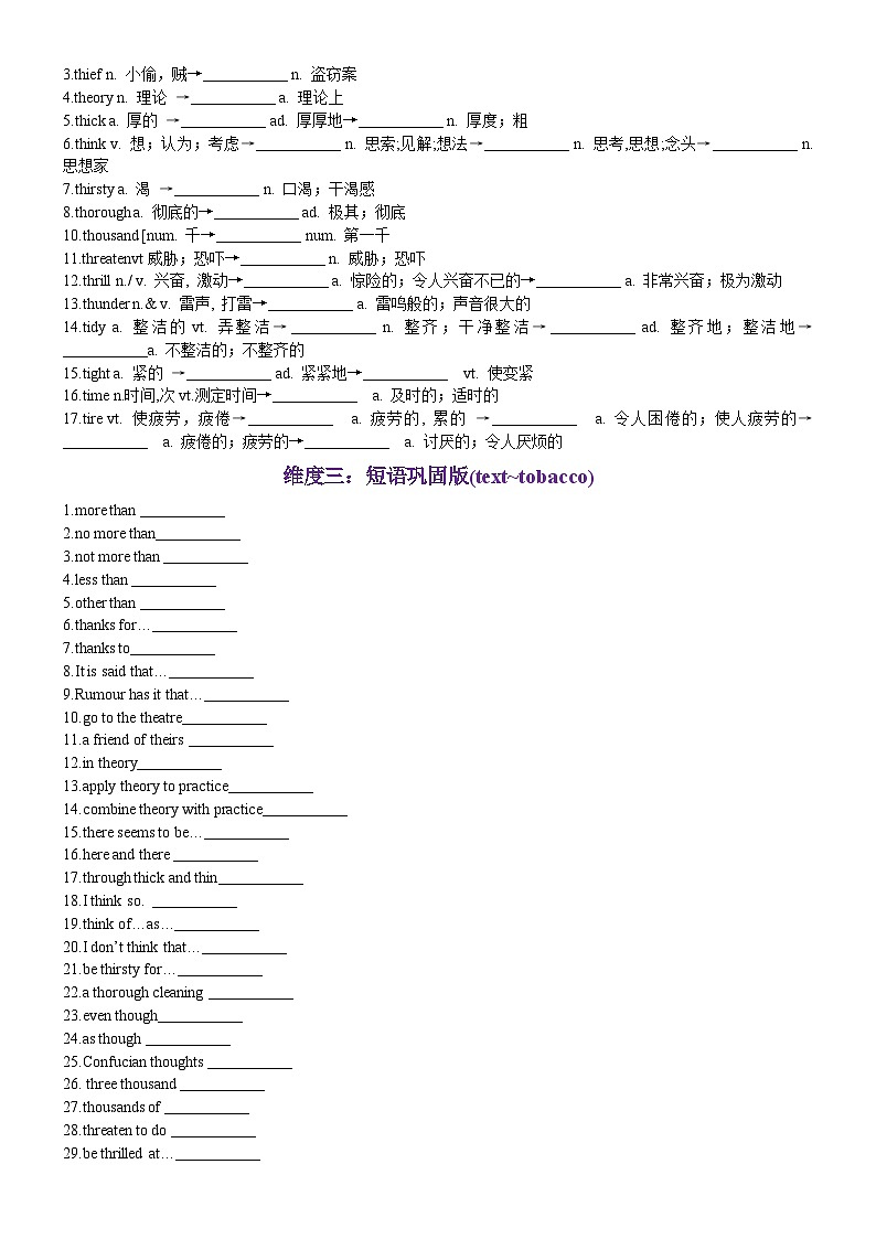 第65天 text~tobacco（词形转换+单句填空+熟词新意+China Daily原创语填）-2024年高考英语3500词汇精讲精练（原卷版）第2页