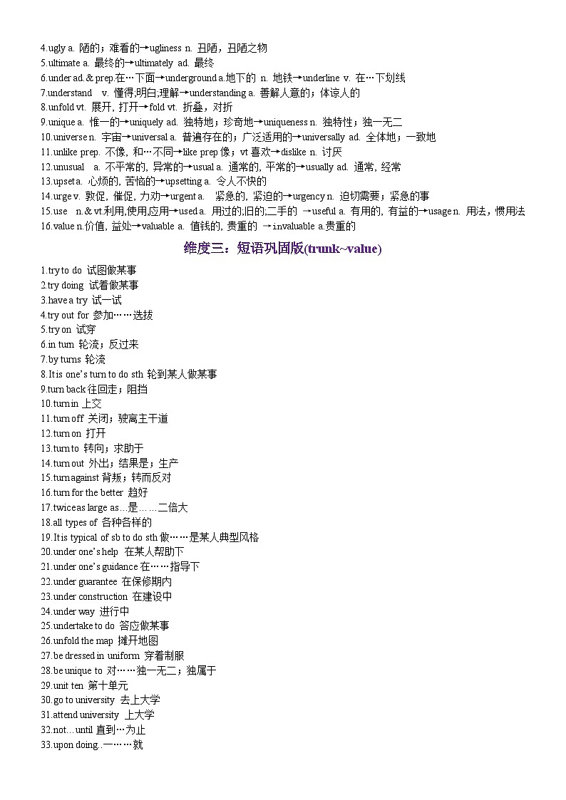 第67天 trunk~value（词形转换+单句填空+熟词新意+China Daily原创语填）-2024年高考英语3500词汇精讲精练（教师版）第2页