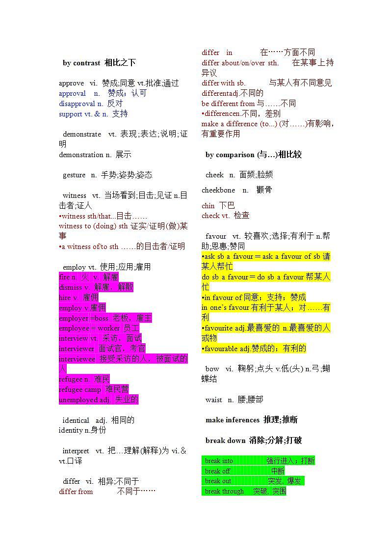 新人教版选择性必修1+Unit 4 2024年高考英语一轮复习重难词汇过关练（人教版2019）02