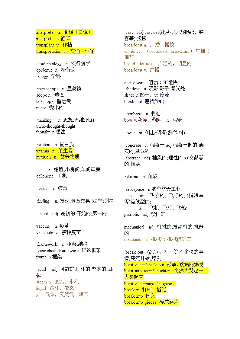 新人教版选择性必修2+Unit 1+2024年高考英语一轮复习重难词汇过关练（人教版2019）03