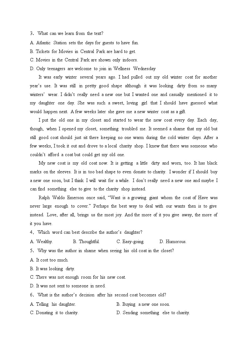 河北武强中学2023-2024学年高一上学期期末考试英语试卷(含答案)02