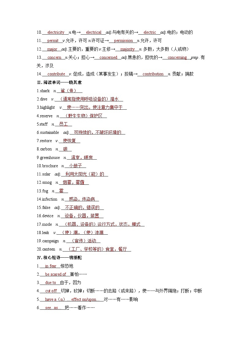 备考2024届高考英语一轮复习基础自测练习第一部分过透教材Unit6Earthfirst外研版必修第二册第2页