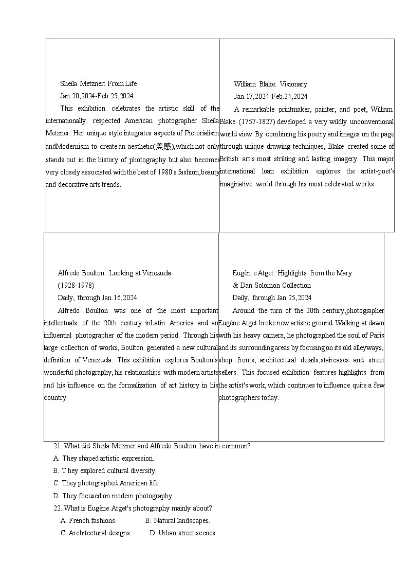 河南省郑州市2024届高三上学期第一次质量预测试题（一模）英语 Word版含答案03