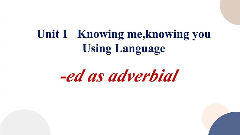 高中外研版英语必修三Unit 1 Knowing me, knowing you - using language 过去分词作状语 课件.第1页