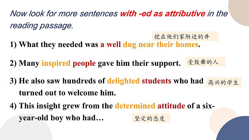 高中外研版英语必修三Unit 2 Making a difference - using language 过去分词作定语课件07