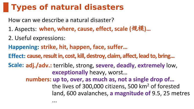 高中外研版英语必修三Unit 6 Disaster and hope -using language listening and vocabulary 课件07