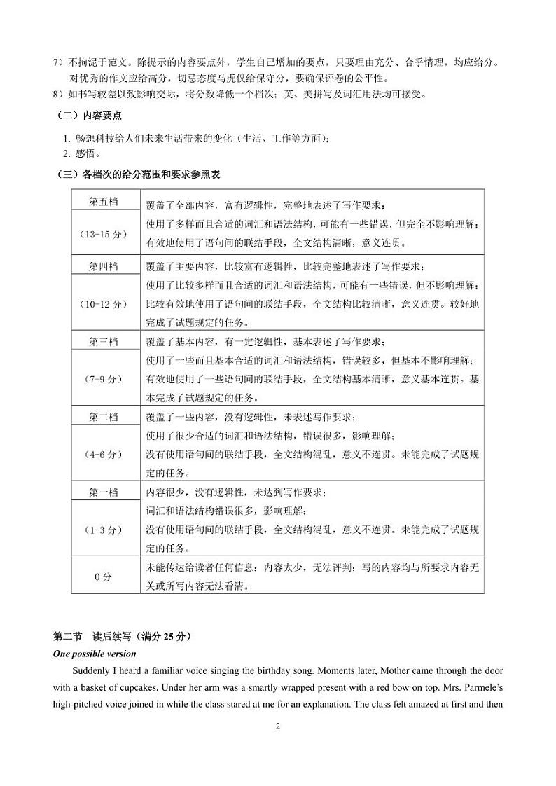 福建省南平市2023-2024学年高二上学期期末质量检测英语试题02