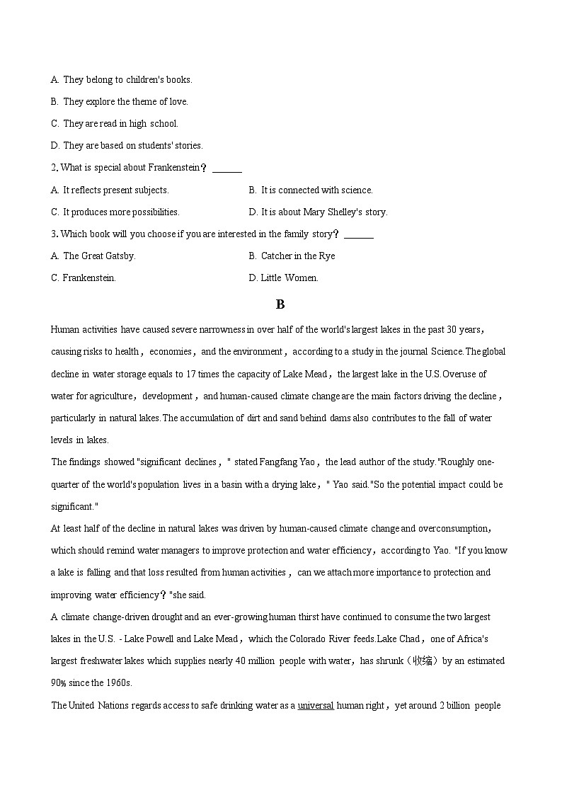 2022-2023学年四川省凉山州安宁河联盟高一（下）期末英语试卷(含详细答案解析)02