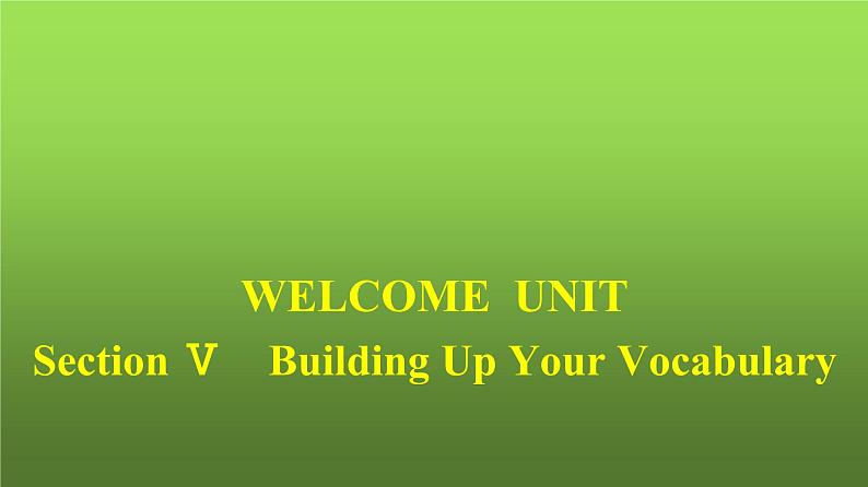 人教版高中英语必修第一册同步训练WELCOME  UNIT Section Ⅴ Building Up Your Vocabulary课件01