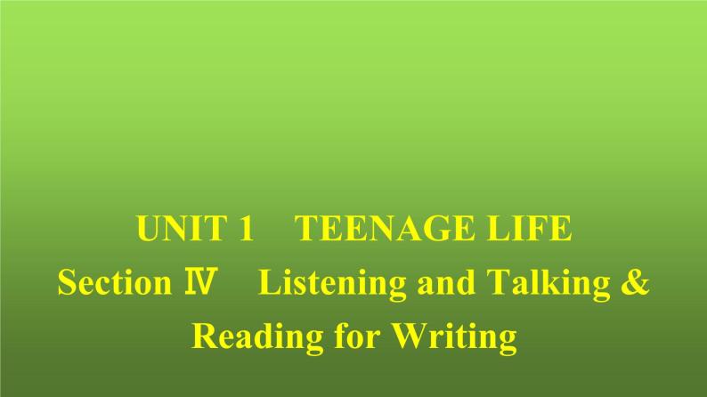 人教版高中英语必修第一册同步训练UNIT1 Section Ⅳ Listening and Talking & Reading for Writing课件01
