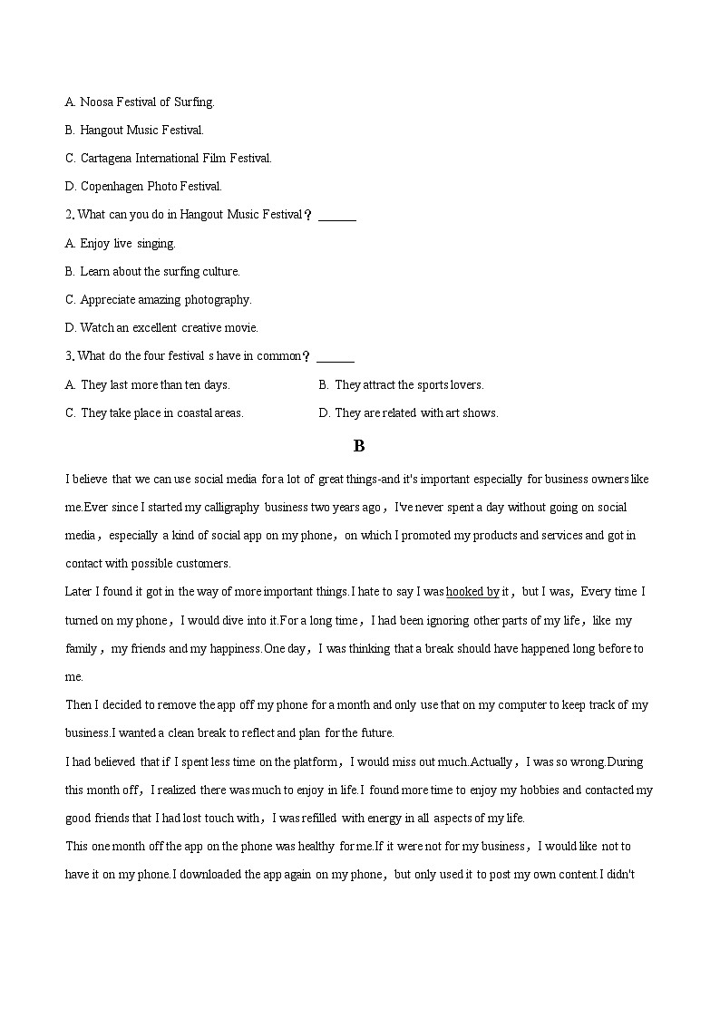 2022-2023学年广西钦州市高一（下）期末英语试卷（含详细答案解析）02