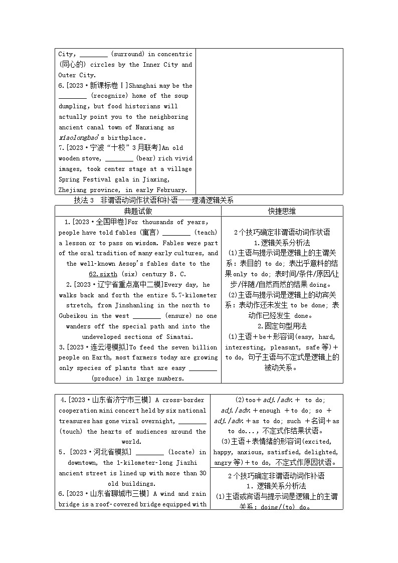 新教材2024高考英语二轮专题复习专题四语法填空第三讲谓语非谓语第二节非谓语动词教师用书03