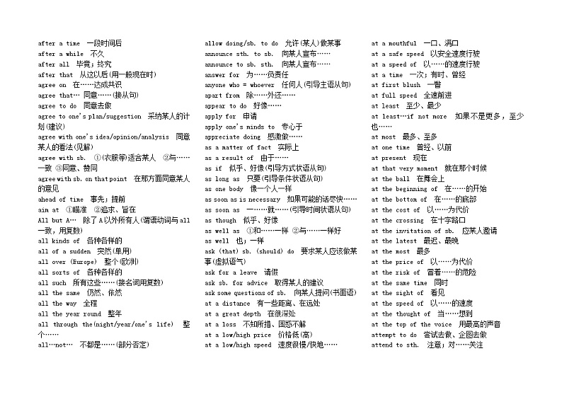 高中英语词组、固定搭配大总结(1)学案第2页