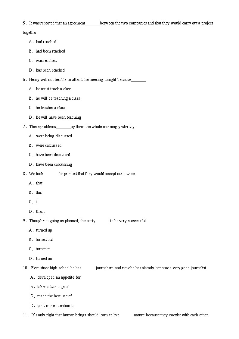 高二英语下学期开学考试（天津卷）-2023-2024学年高二英语选择性必修第三册单元重难点易错题精练（外研版2019）第2页