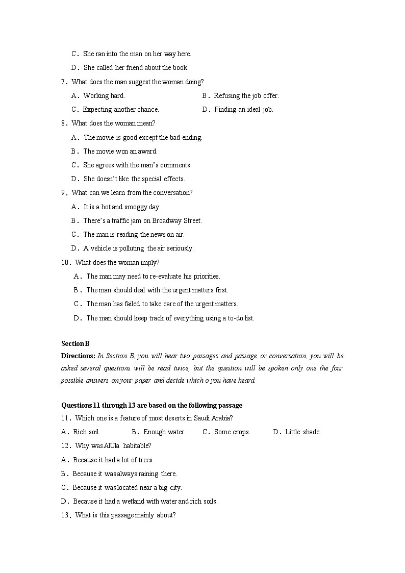 【开学摸底考】高三英语 （上海专用）-2023-2024学年高中下学期开学摸底考试卷.zip02