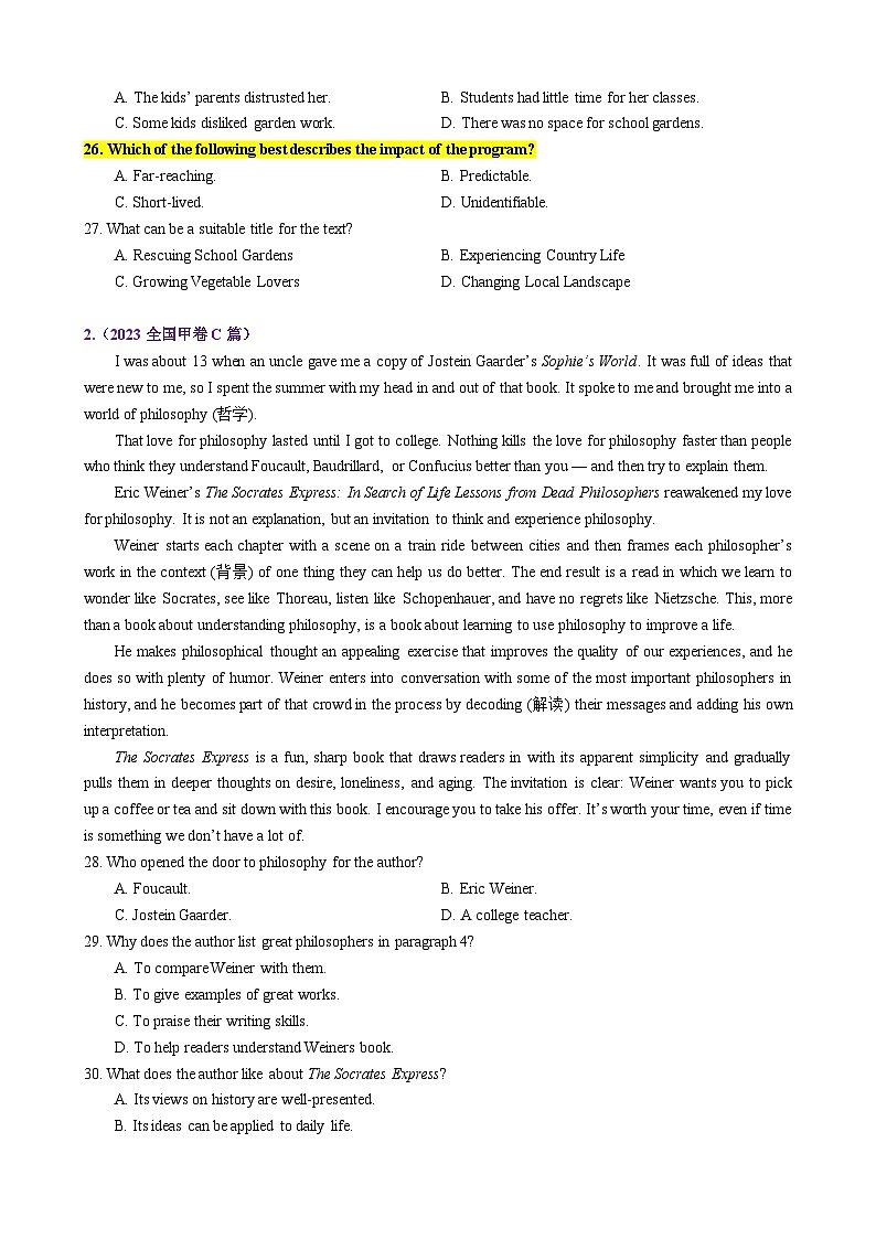 专题06 【培优小题狂练】阅读理解“人物评价”题（考情+技法+真题+模拟）-2024年新高考英语二轮复习02