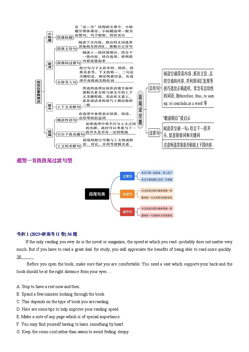 专题27 【培优小题狂练】阅读理解七选五段尾句类讲义（考情+技法+真题+模拟）-2024年新高考英语二轮复习02