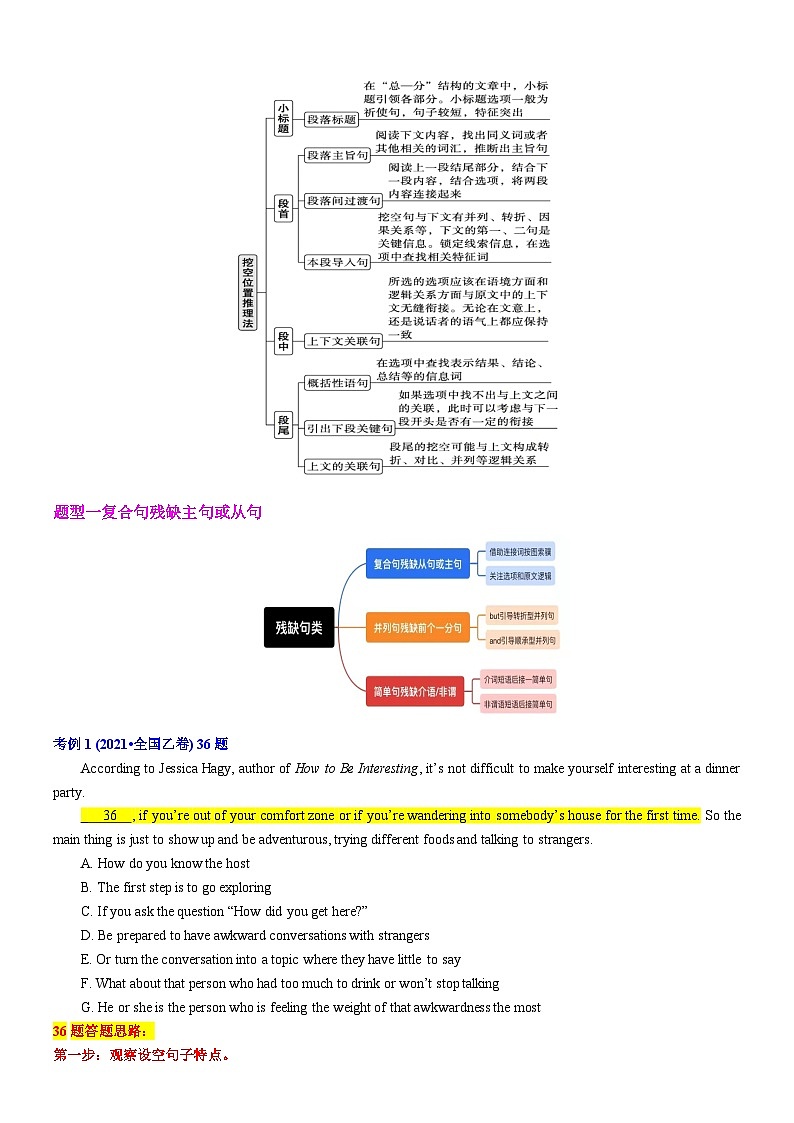 专题28 【培优小题狂练】阅读理解七选五残缺句类讲义（考情+技法+真题+模拟）-2024年新高考英语二轮复习 解析版第2页
