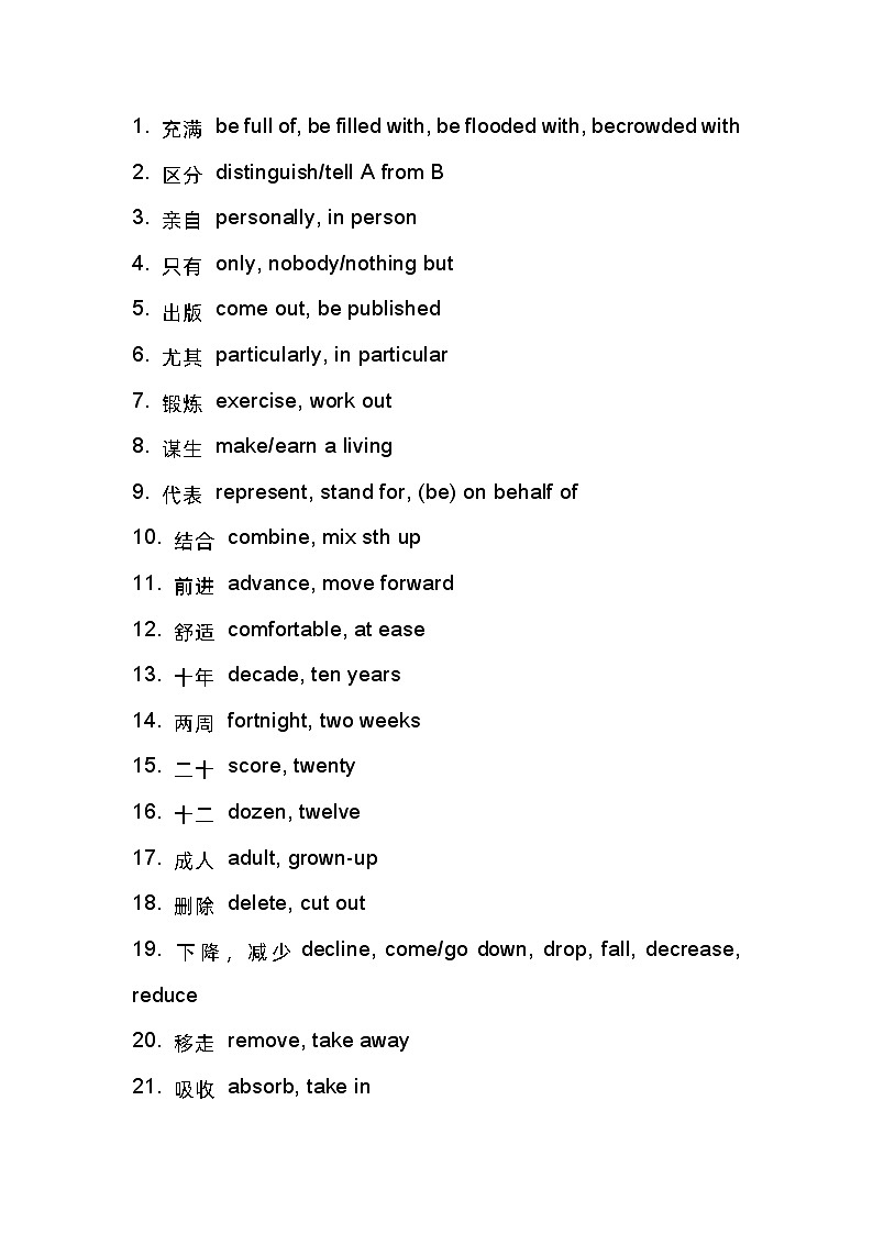 高中英语阅读理解答题236个高频同义转换词速记01