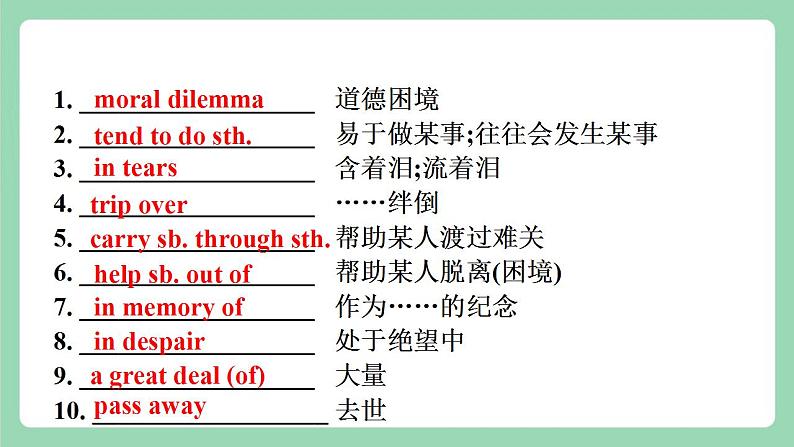 Unit 2 Morals and Virtues 第4课时 Words and expressions单元知识点复习  课件 +分层作业 人教版高一英语必修三07