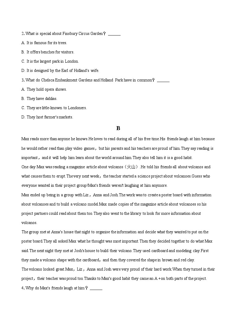 2023-2024学年广西北海市高一（上）期末英语试卷（含解析）02