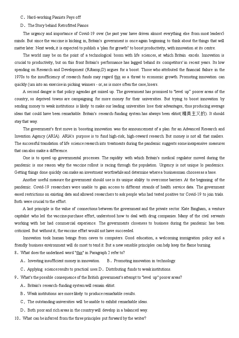 专题01 阅读理解（第1期）-2024届浙江高考英语模拟试题分项汇编03