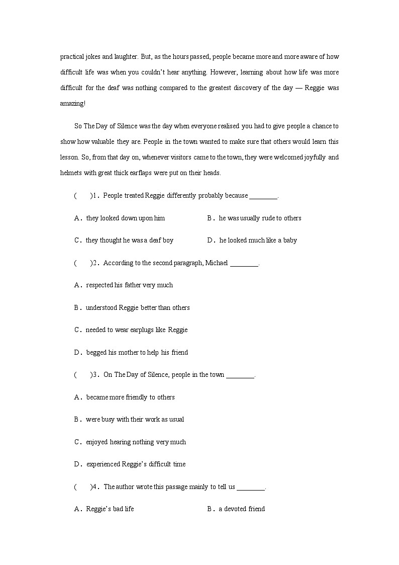 人教版高中英语必修第三册UNIT 1 Period 1课时作业含答案第3页