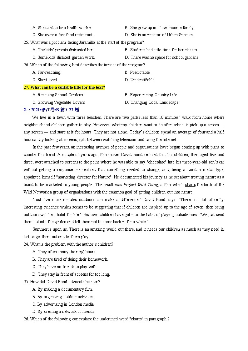 专题15 【培优小题狂练】阅读理解“标题概括1”题（考情+技法+真题+模拟）-2024年新高考英语二轮复习 原卷版第3页