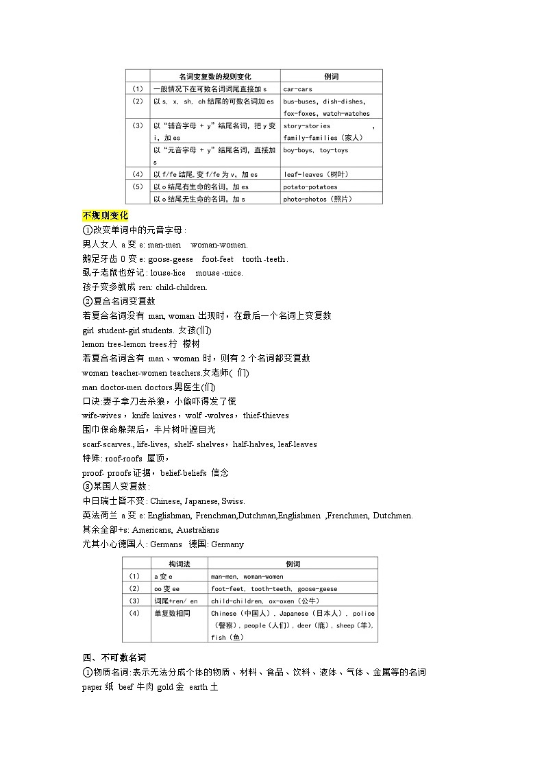 2024届高考英语语法专题讲义之名词篇第3页