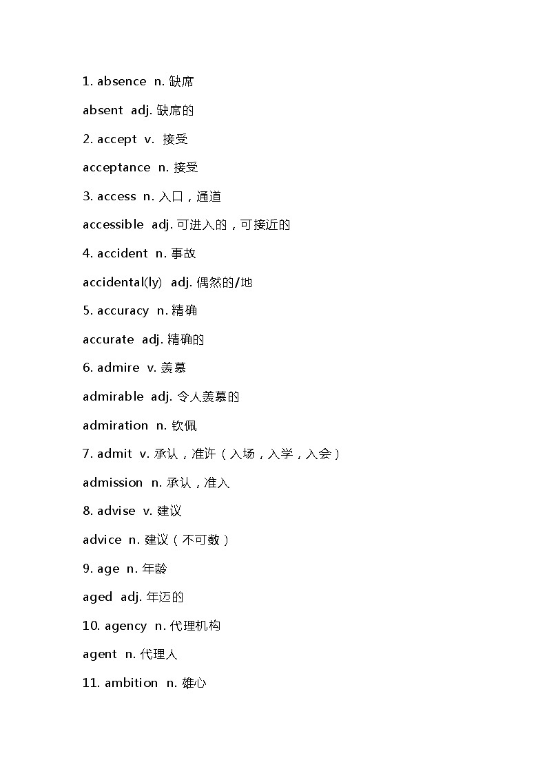 高中英语高质量词性转换总结第1页