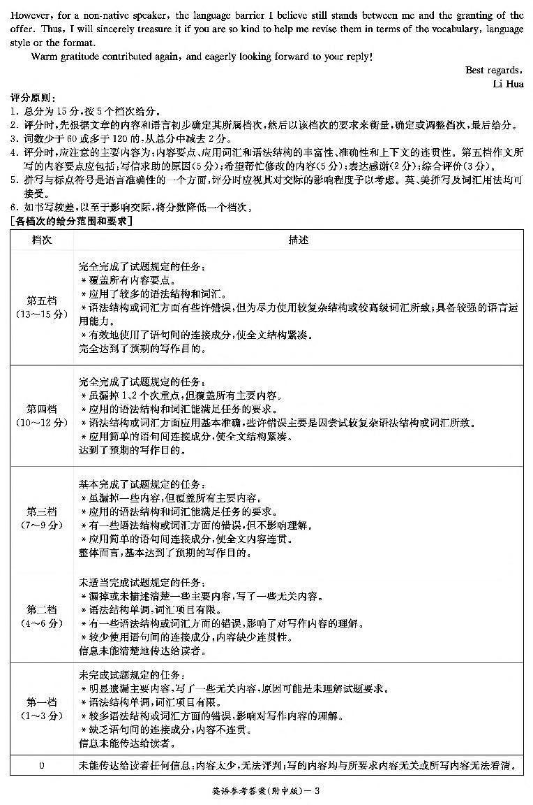 湖南师范大学附属中学2023-2024学年高三下学期第六次月考英语答案第3页