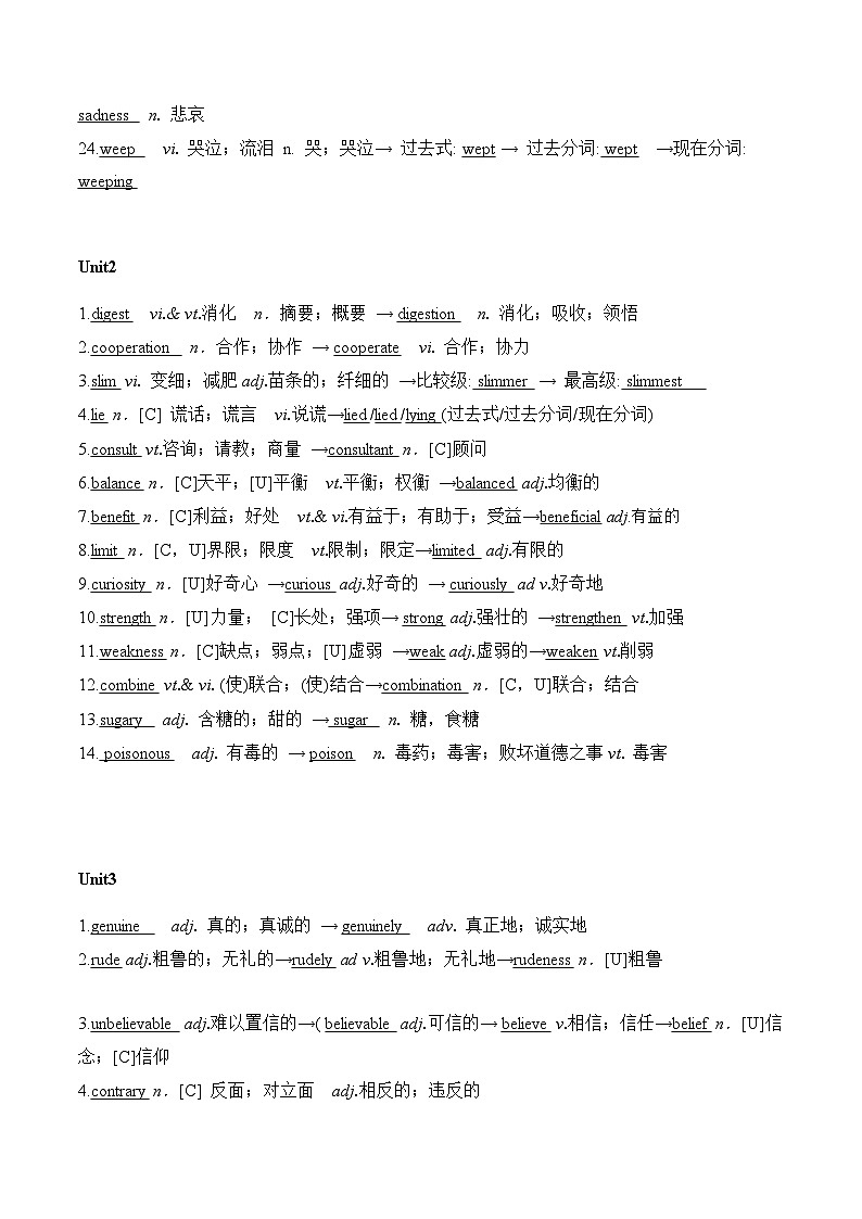 专题03 人教版高中英语必修3重点词词性转换-备战2024年高考英语之词性转换必修1至选修8词汇梳理02