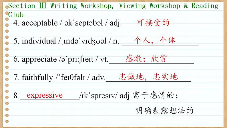 北师大版高中英语必修第三册  Unit 7  ART Section Ⅲ　Writing Workshop，Viewing Workshop & Reading Club  PPT课件05