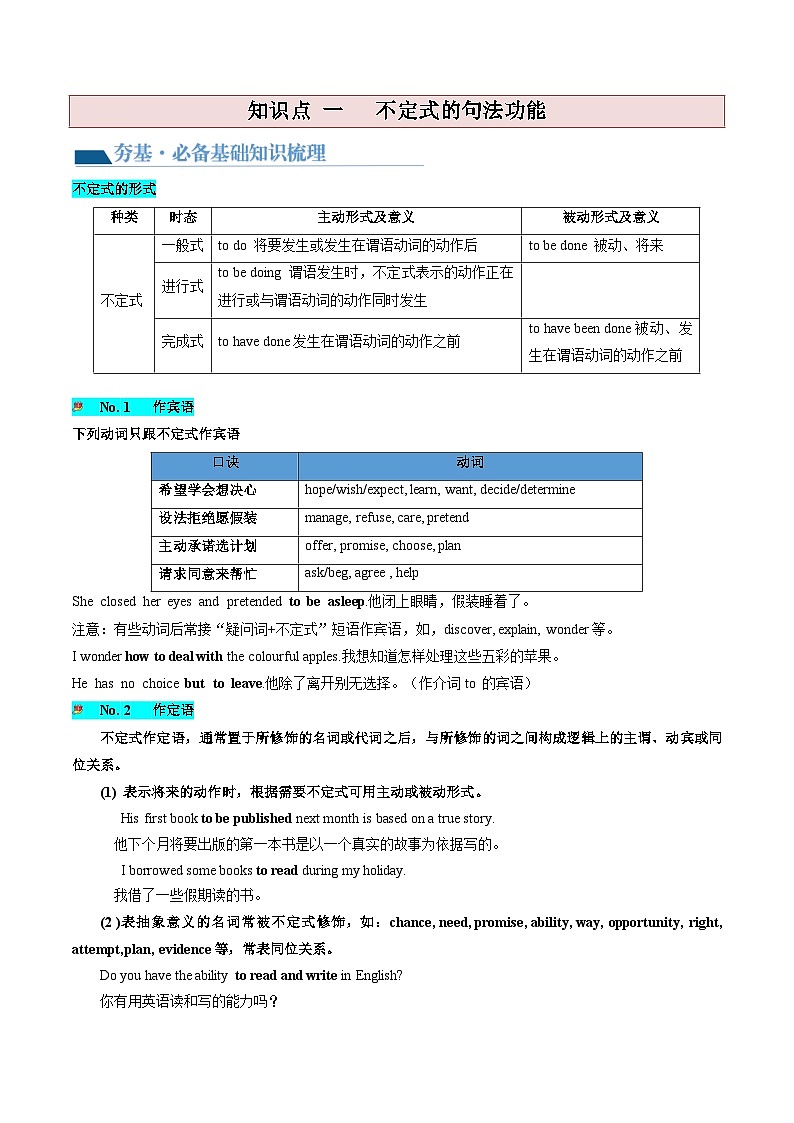 第09讲 非谓语动词之动词不定式（讲通）（学生版）第3页