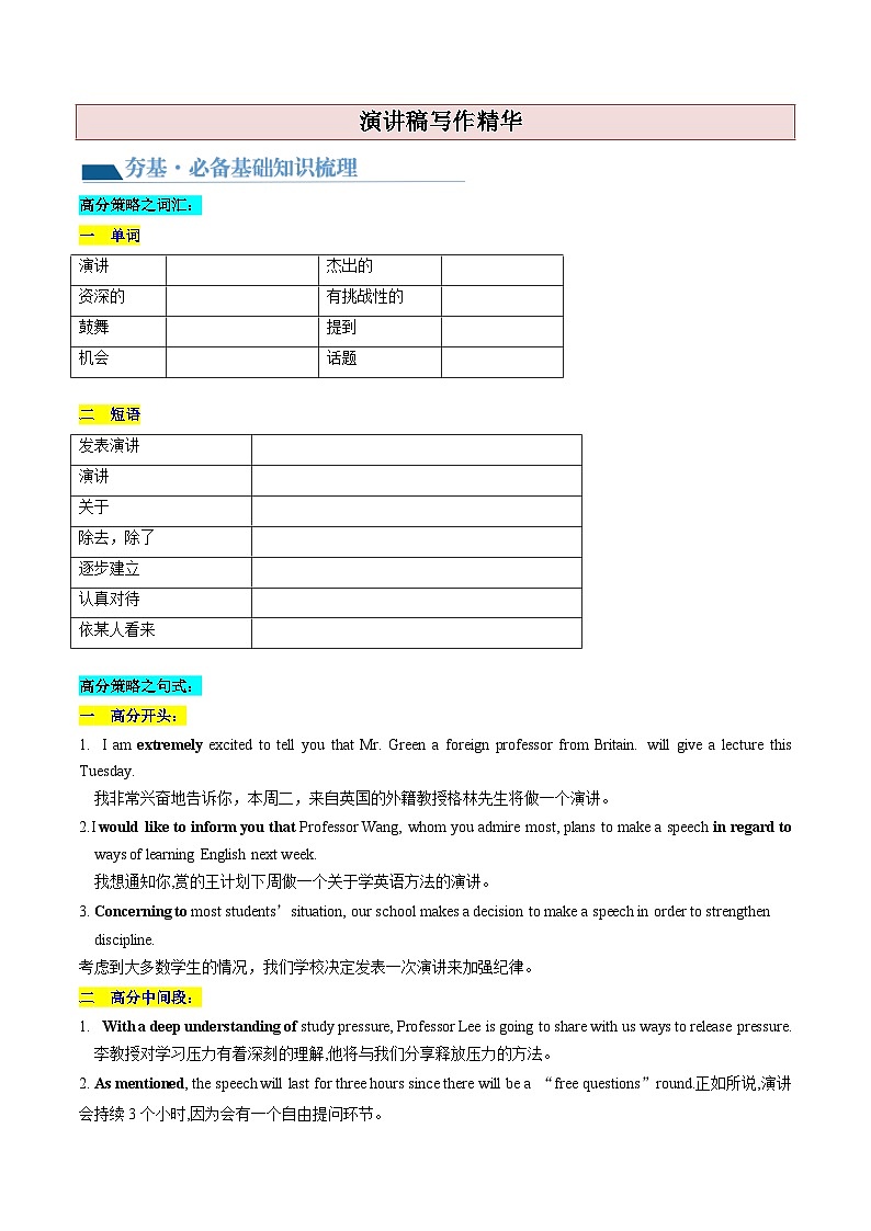 最新高考英语一轮复习【讲通练透】 第28讲 应用文写作之演讲稿（讲通）03