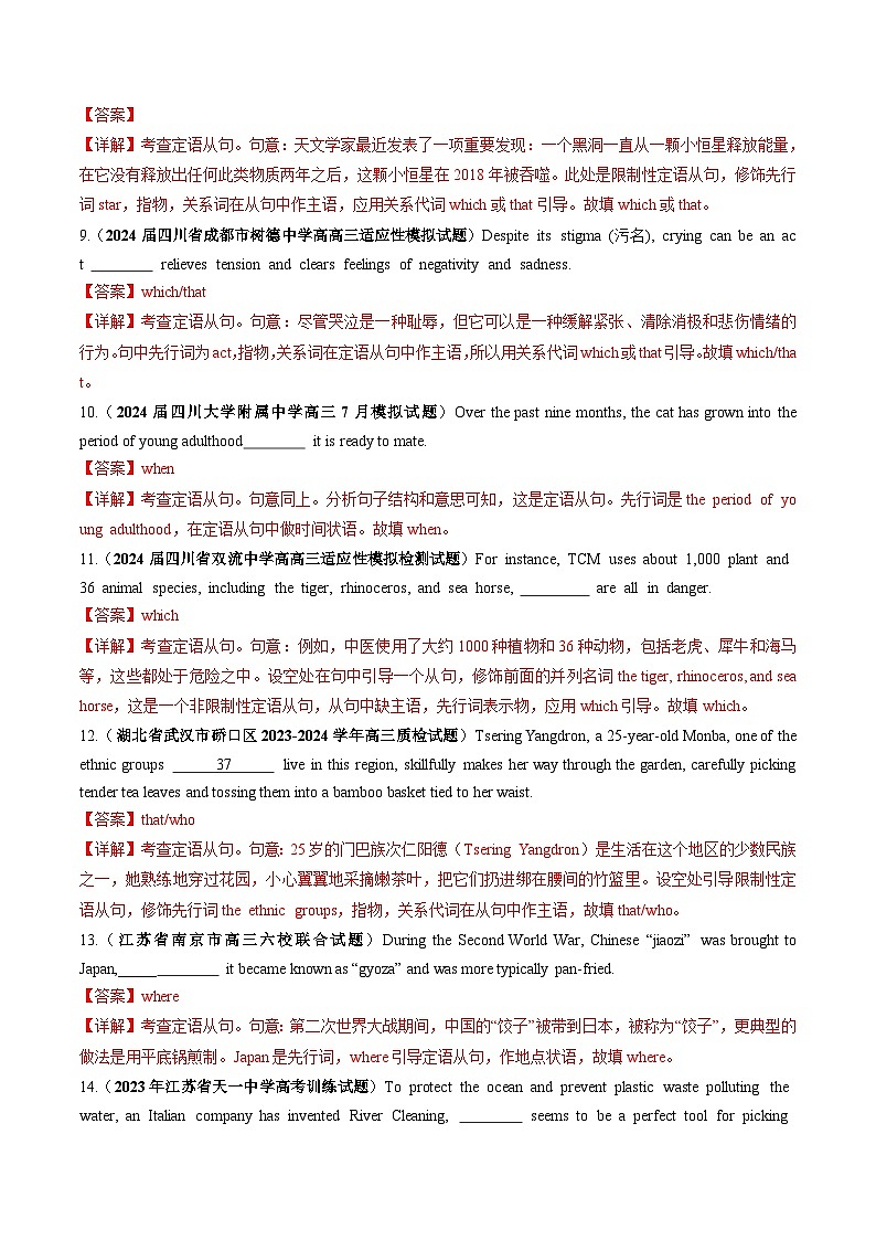 第11讲  定语从句（测试）（教师版）第3页