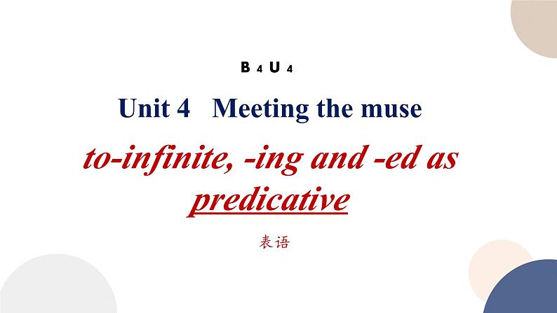 unit 4 Meeting the muse - using language 语法课件第1页