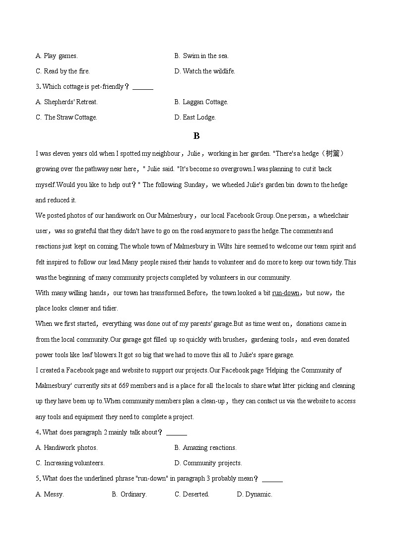 2022-2023学年福建省泉州科技中学高二（下）期末英语试卷（含详细答案解析）02